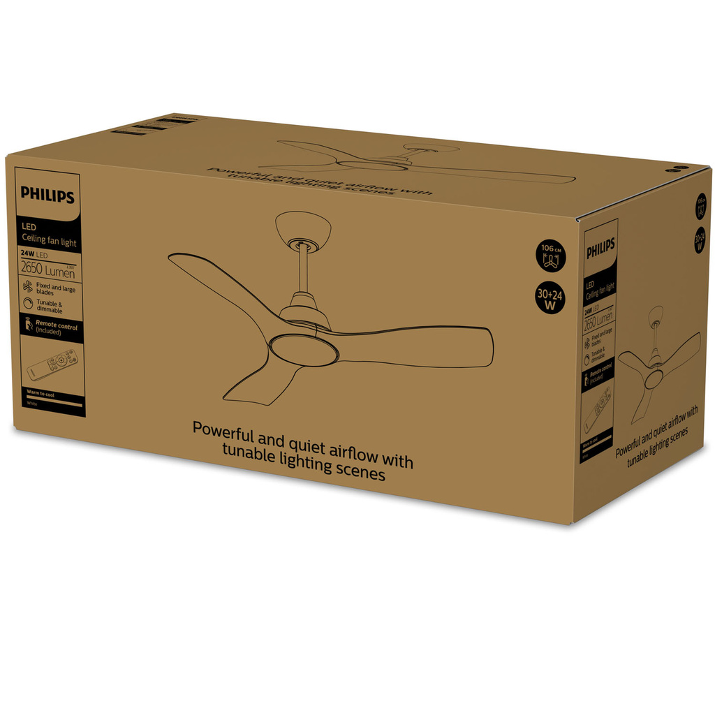 Olas Takfläktslampa Ø106 cm Justerbart vitt ljus Vit