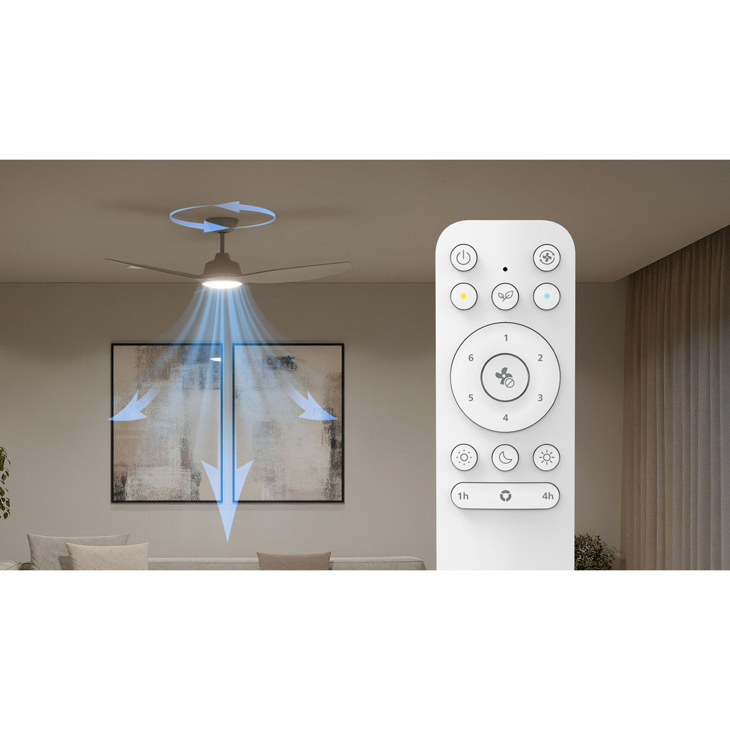Olas Takfläktslampa Ø132 cm Justerbart vitt ljus Vit