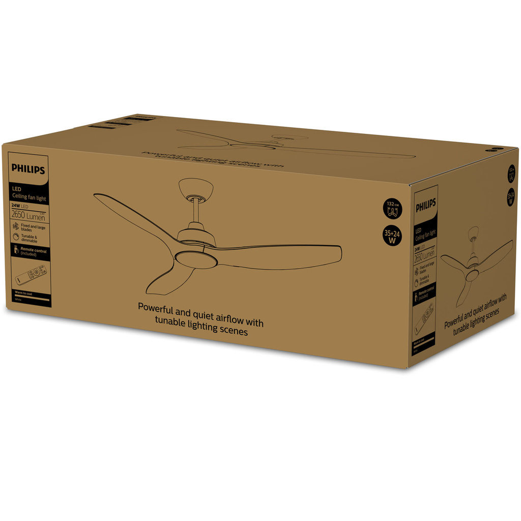 Olas Takfläktslampa Ø132 cm Justerbart vitt ljus Vit