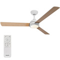 Velyx Takfläktslampa Ø132 cm Justerbart vitt ljus Vit+Ljust trä