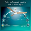 Velyx Takfläktslampa Ø132 cm Justerbart vitt ljus Vit+Ljust trä