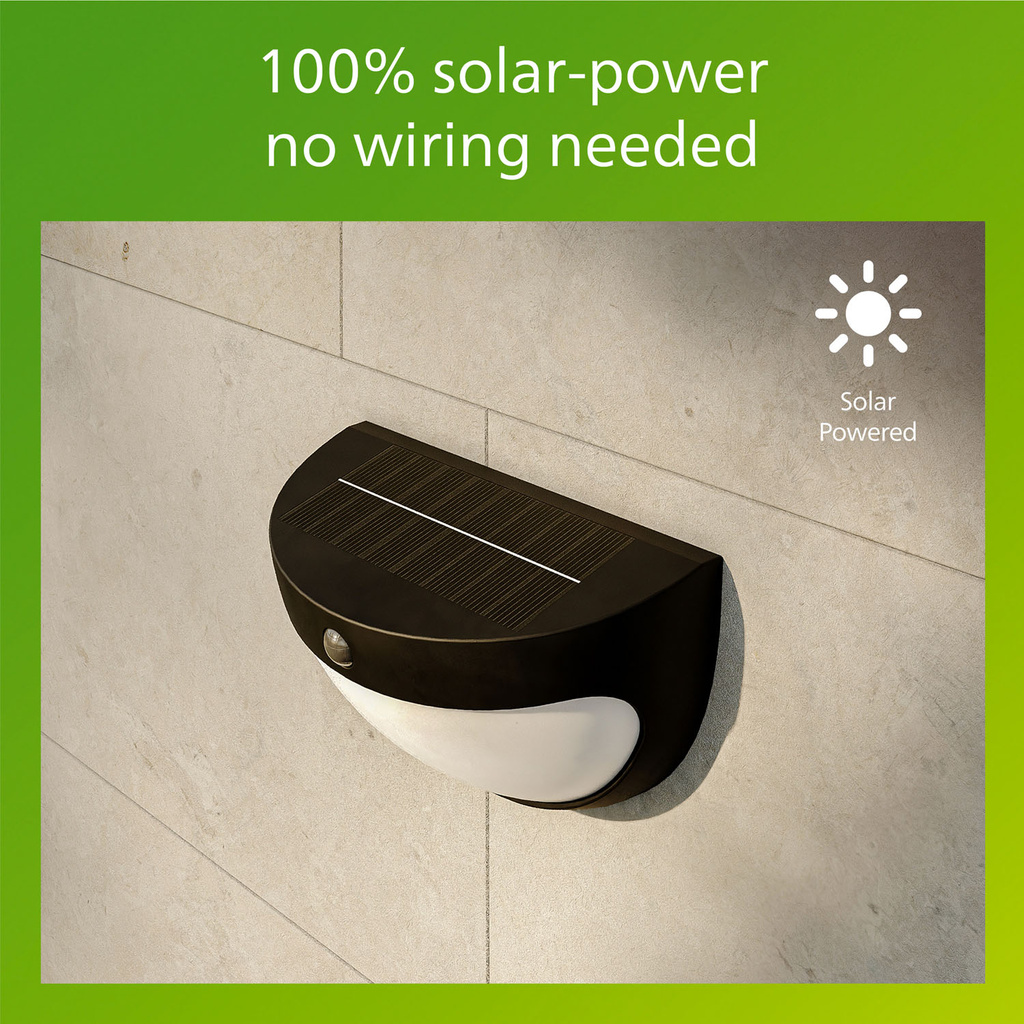Swyn Vägglampa Solcell IR-sensor LED 400/10lm Svart