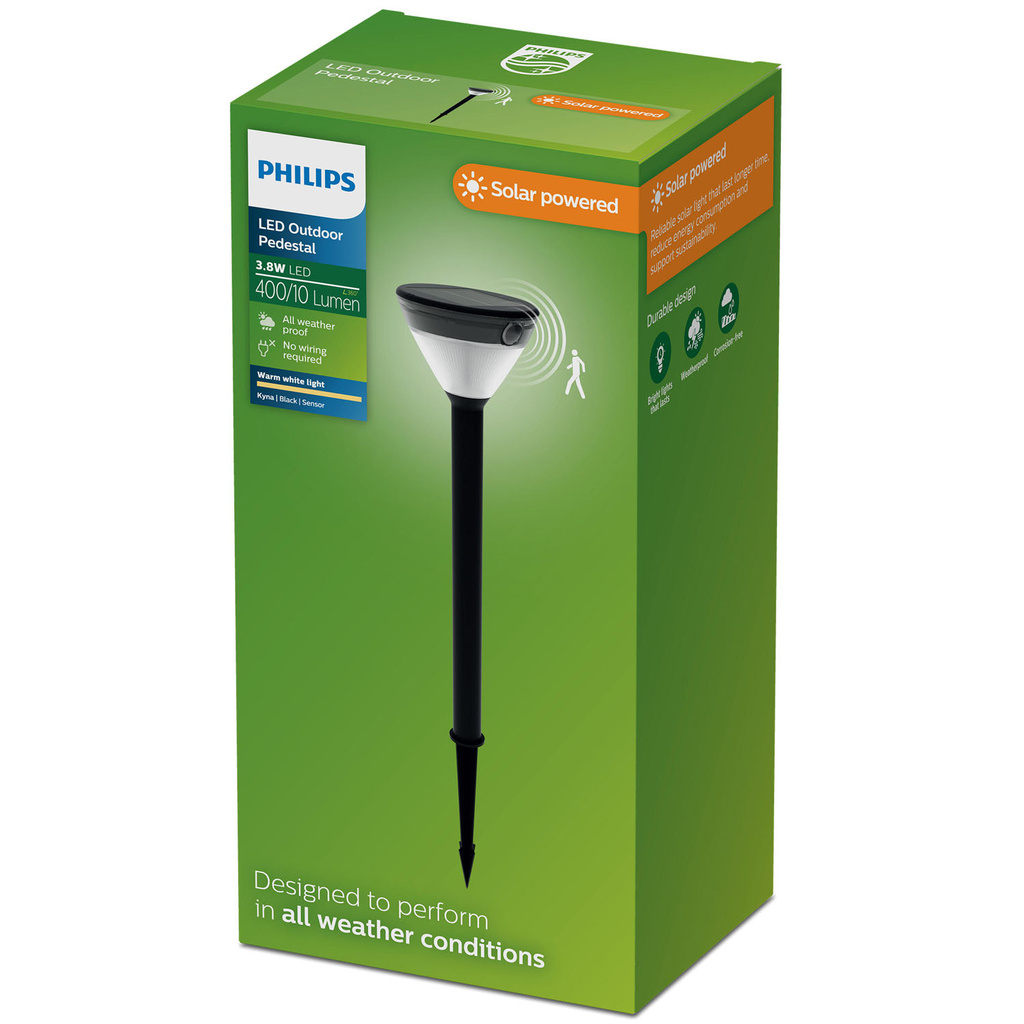 Kyna Piedestal Solcell IR-sensor LED 400/10lm Svart