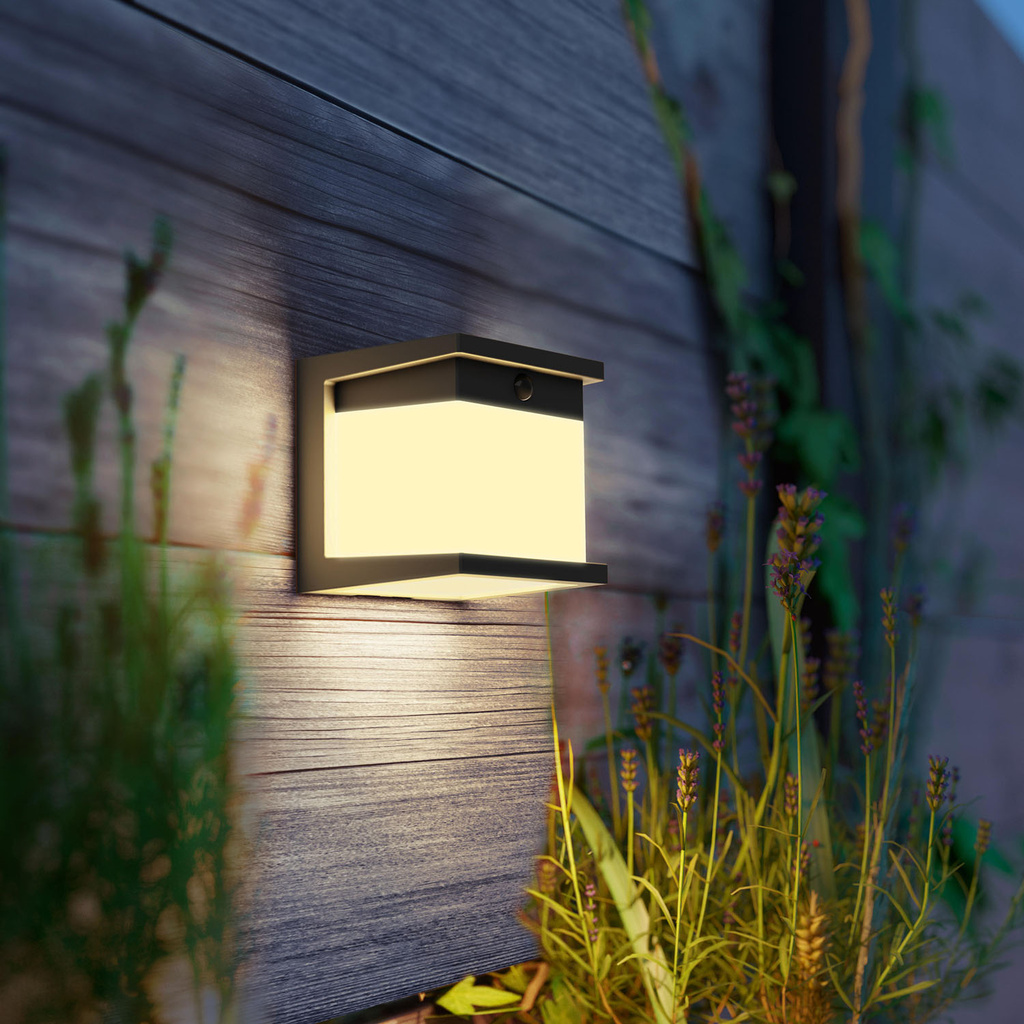 Diara Vägglampa Solcell IR-sensor LED 400/10lm Svart