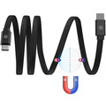 USB-C Kabel 60W Magnetisk Flätad Flat 1m Svart