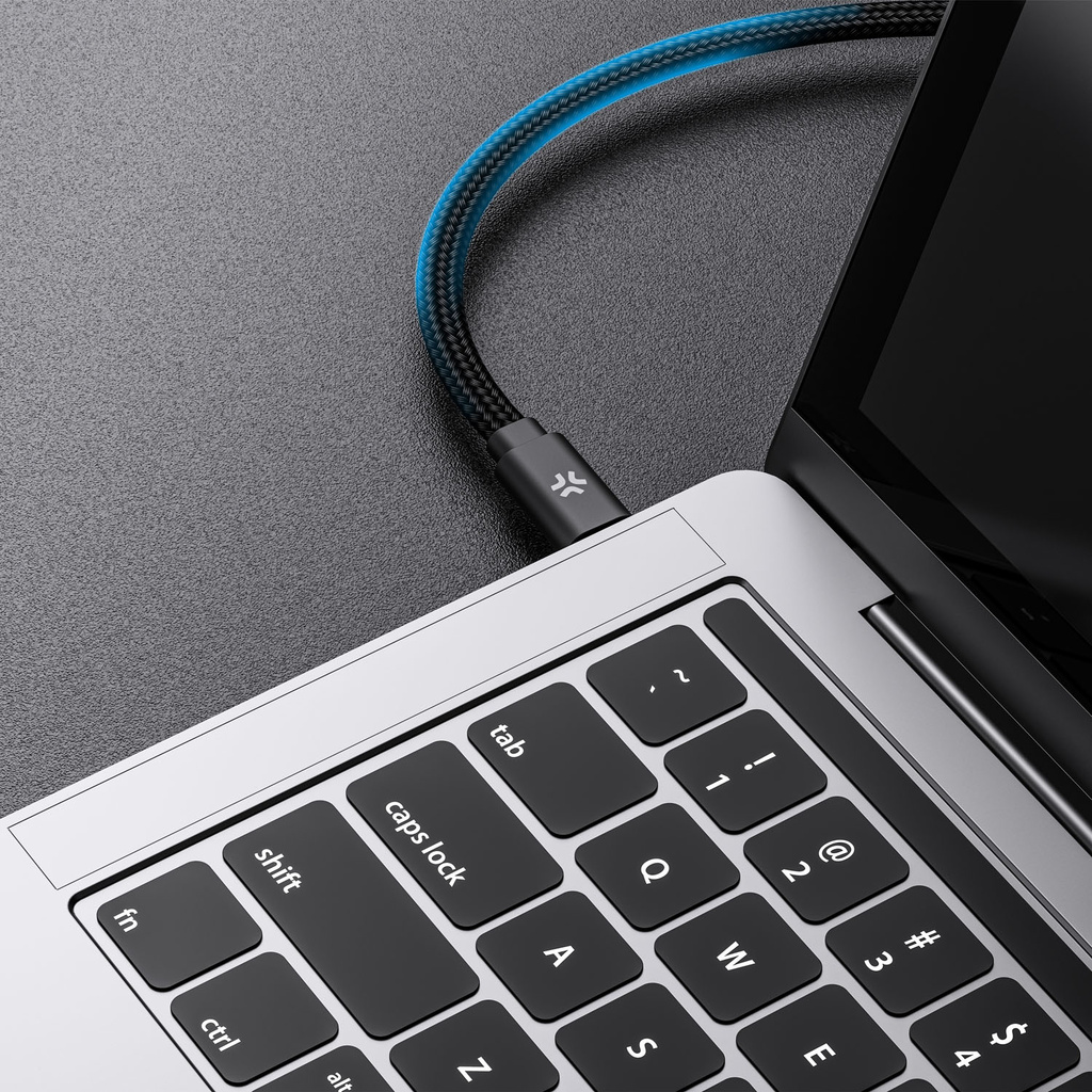 USB-C Kabel 60W Magnetisk Flätad Flat 1m Svart