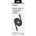 USB-C Kabel 60W Magnetisk Flätad Flat 1m Svart