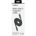 USB-C Kabel 60W Magnetisk Flätad Flat 2m Svart