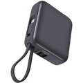 Powerbank 10.000 mAh 22,5W PD Integrerad kabel Svart
