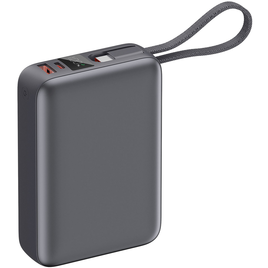 Powerbank 20.000 mAh 45W PD Integrerad kabel Svart