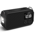 Vevradio IP55 Solcell Batteri Nödlarm Svart