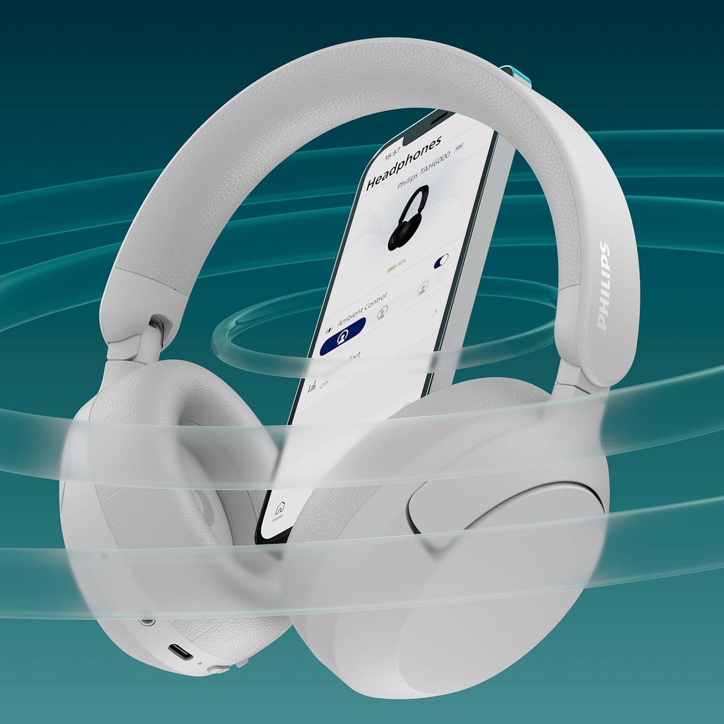 Hörlurar Over-ear Bluetooth + kabel ANC 80h speltid Hi-res App GRS Vit