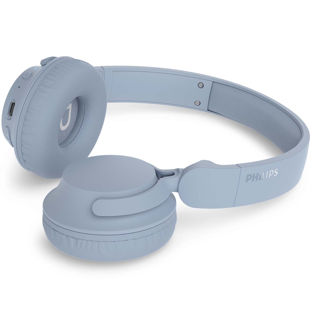 Hörlurar On-Ear Bluetooth 70h speltid App Ljusblå