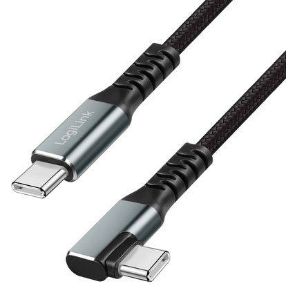 USB-C till USB-C Kabel Vinklad Flätad 100W 4K 0,5m