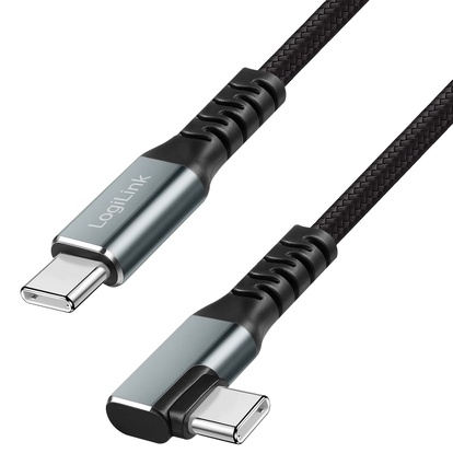 USB-C till USB-C Kabel Vinklad Flätad 100W 4K 1m