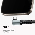 USB-C till USB-C Kabel Vinklad Flätad 100W 4K 1m
