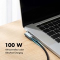 USB-C till USB-C Kabel Vinklad Flätad 100W 4K 1m