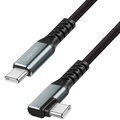 USB-C till USB-C Kabel Vinklad Flätad 100W 4K 2m