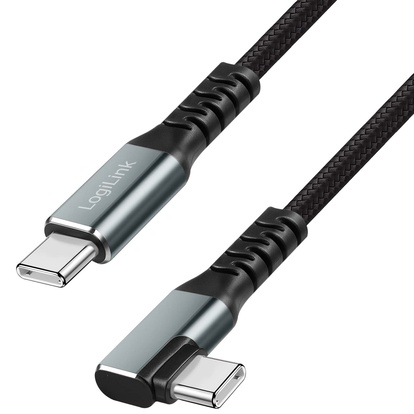 USB-C till USB-C Kabel Vinklad Flätad 100W 4K 2m
