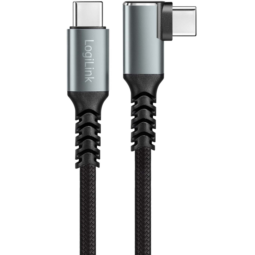 USB-C till USB-C Kabel Vinklad Flätad 100W 4K 2m