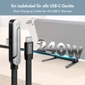 USB-C-kabel med inbyggt stativ Flätad 240W Svart
