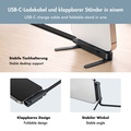 USB-C-kabel med inbyggt stativ Flätad 240W Svart