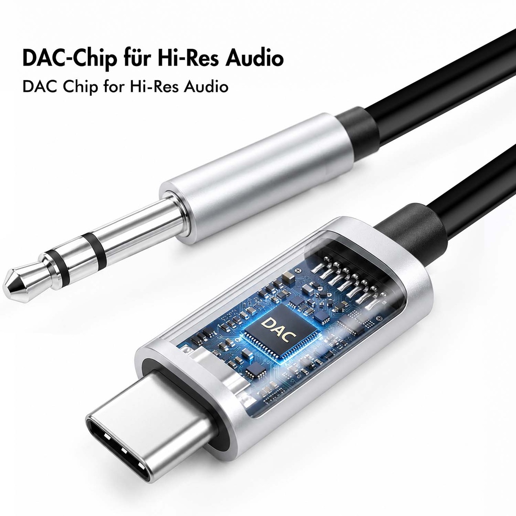 USB-C-hane - 3,5mm phono-hane stereo DAC 1m
