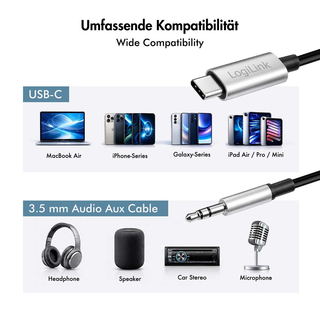 USB-C-hane - 3,5mm phono-hane stereo DAC 1m