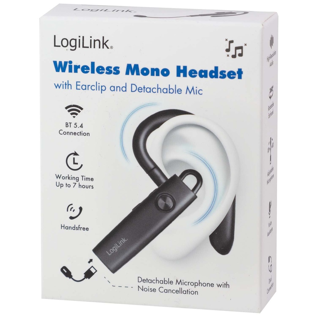 Headset Trådlöst Mono avtagbar mic Svart