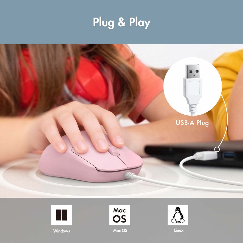 Mus Kids USB-A Optisk Rosa