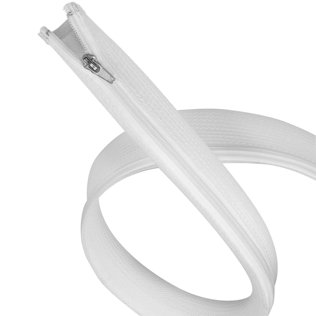 Kabelstrumpa med dragkedja Ø30mm 5m Vit