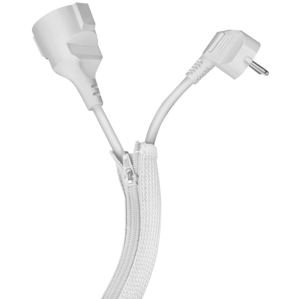 Kabelstrumpa med dragkedja Ø50mm 2m Vit
