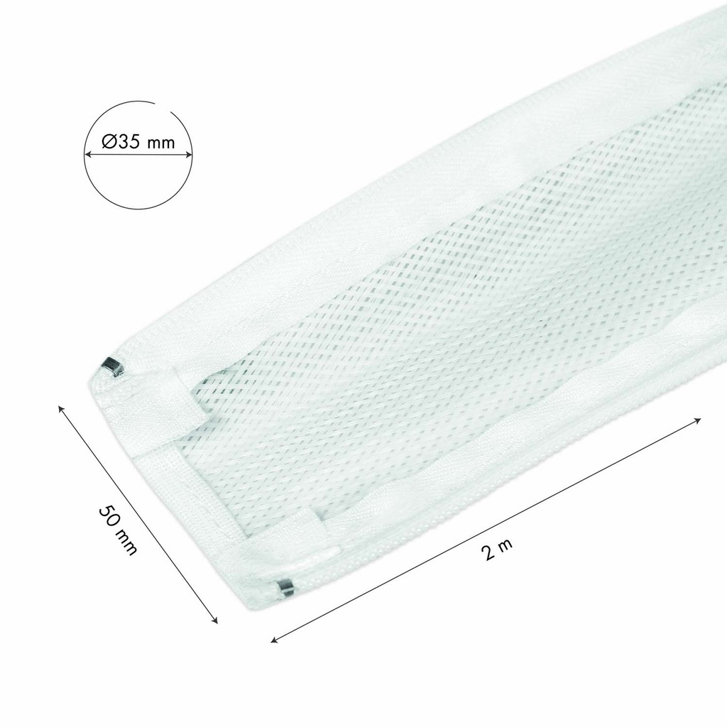 Kabelstrumpa med dragkedja Ø50mm 2m Vit