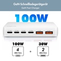 Laddare 6-portar 100W PD3.0/QC3.0 Vit