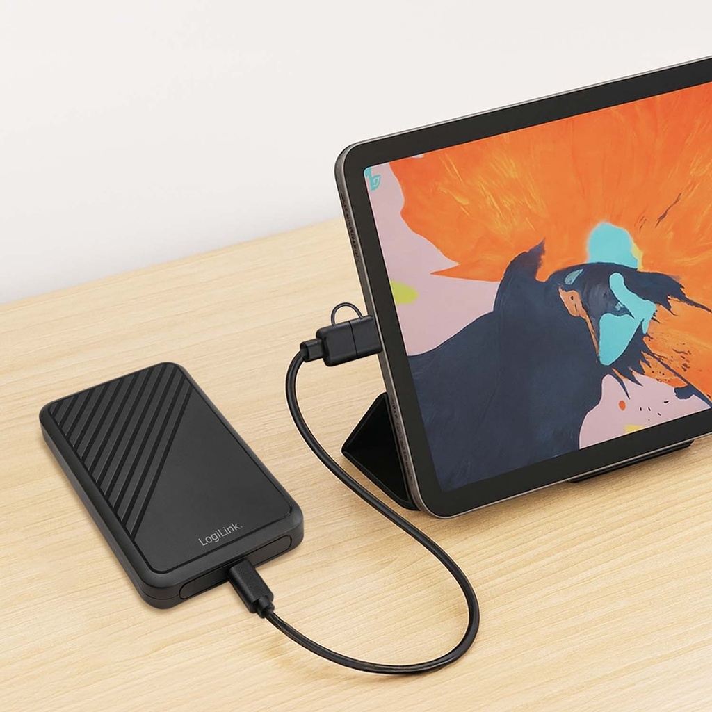 Hårddiskkabinett 2,5" SATA USB-C 5 Gbit/s Skruvfri design Svart