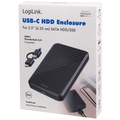 Hårddiskkabinett 2,5" SATA USB-C 5 Gbit/s Skruvfri design Svart