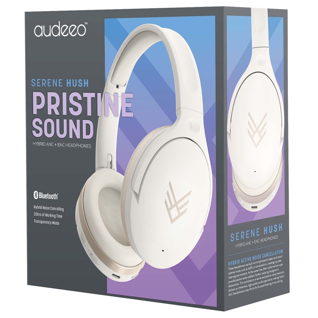 Hörlurar Over-Ear Hybrid ANC ENC Serenehush Vit