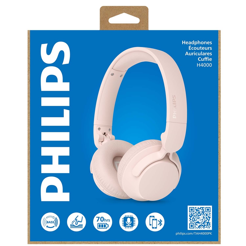 Hörlurar On-Ear Bluetooth 70h speltid Rosa