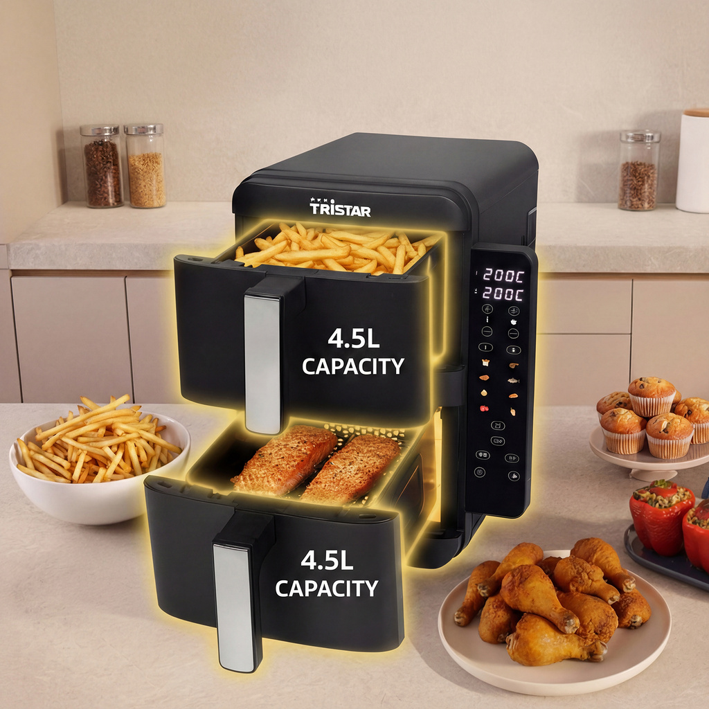 Airfryer Stapel 2X4,5L FR-9074 LED Dubbel 