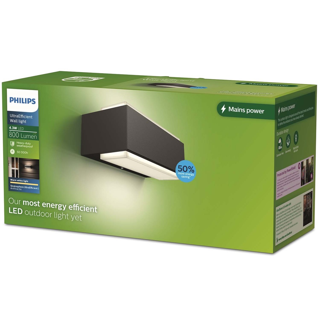 Stratosphere Vägglampa Ultra Efficient LED 3,8W 800lm Antracit