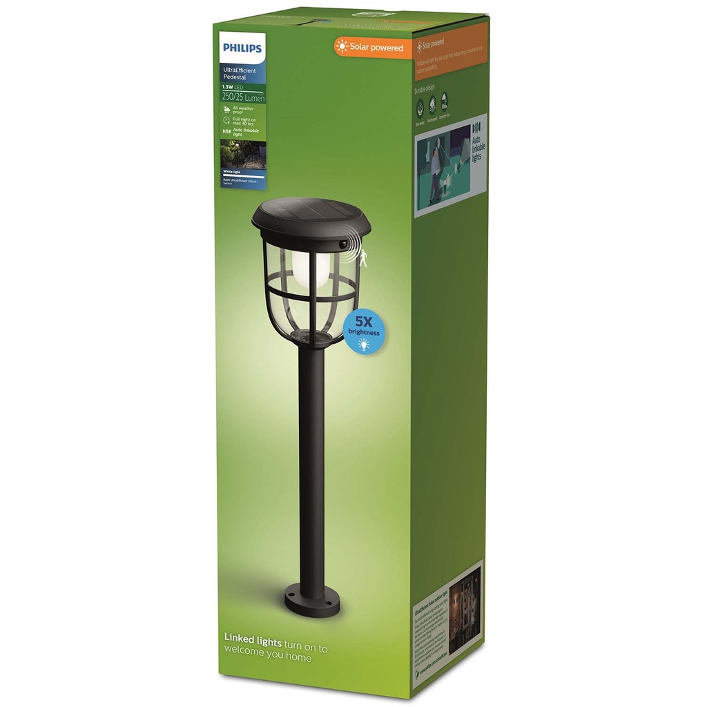 Radii Trädgårdslampa Solcell Ultra Efficient LED 250lm Svart
