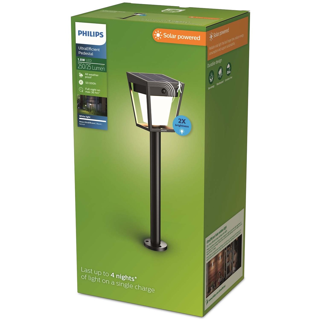 Nissa Piedestal Solcell LED 250/20lm Svart