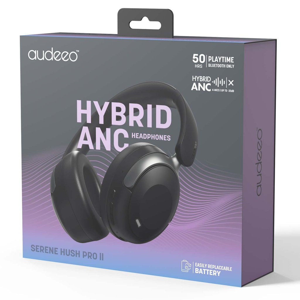 Hörlurar Over-Ear Hybrid ANC Serene Hush Pro II Black