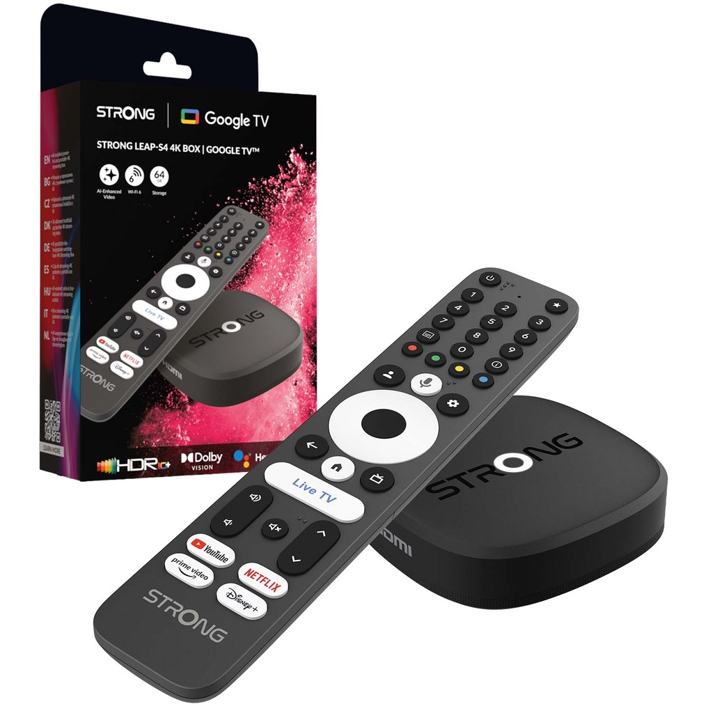 TV-box 4K WiFi/LAN Google TV LEAP-S4 Svart