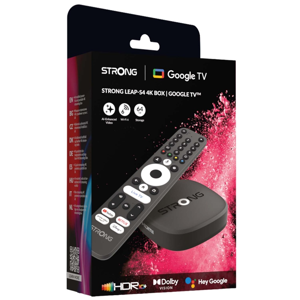 TV-box 4K WiFi/LAN Google TV LEAP-S4 Svart