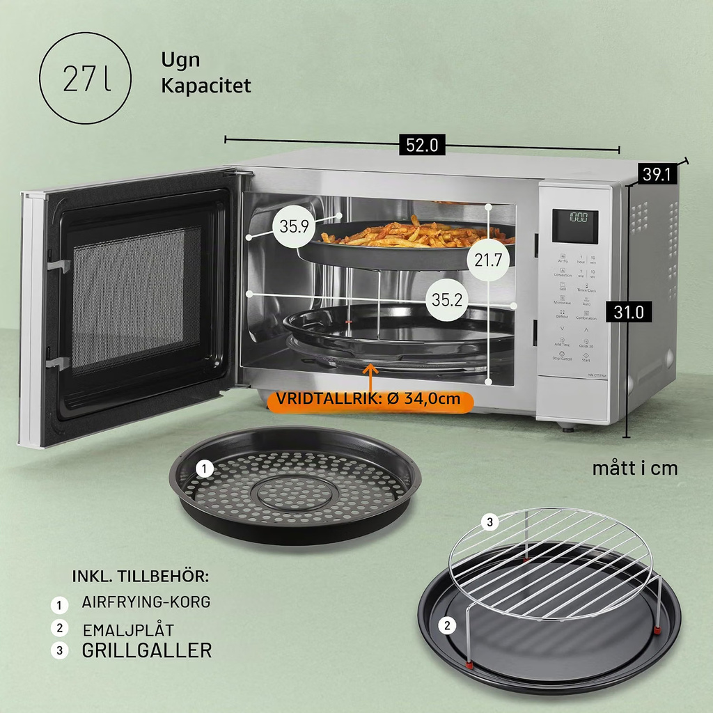 Mikrovågsugn 27L Kombiugn 1000W NN-CT57RMEPG