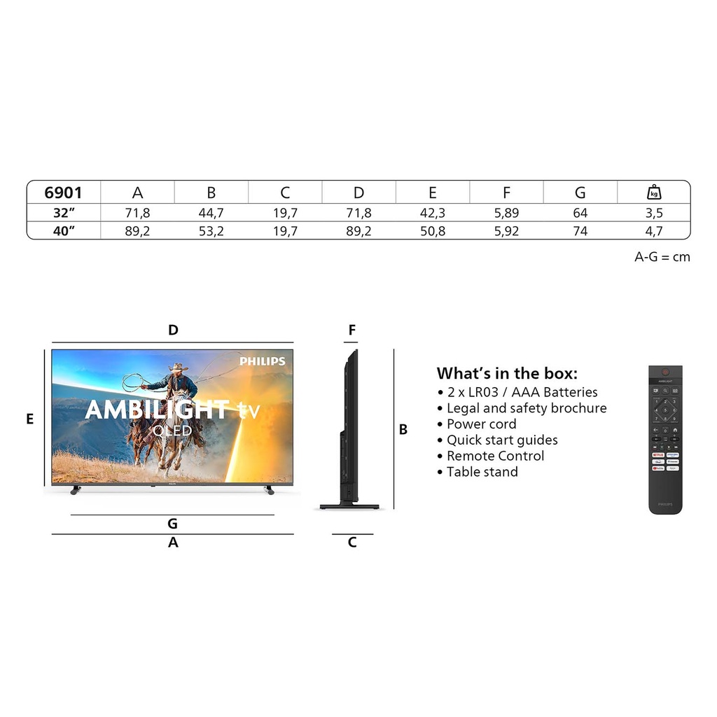 32PQS6901 Ambilight FHD QLED Smart TV