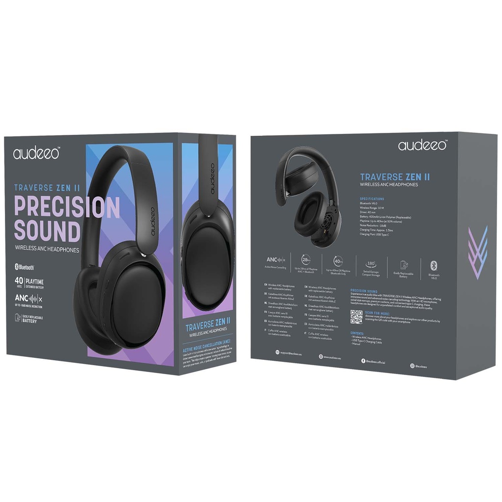 Hörlurar Over-Ear ANC Traverse Zen Svart