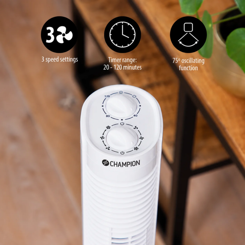 Pelarfläkt med timer 35W PF130 Vit