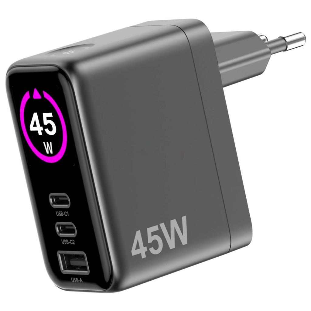 Laddare 45W PD/QC med display